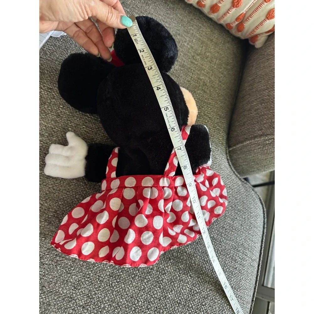 Vintage Disney Minnie Mouse Hand Puppet Plush Red Polka Dot Dress 10 Inch